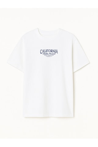 LTB California Baskılı Relaxed Beyaz T-shırt