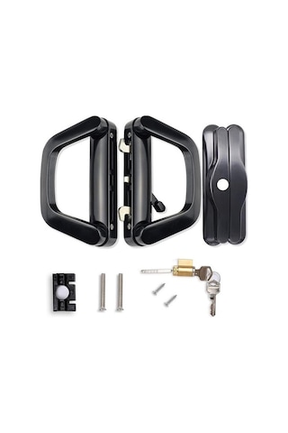 Pazly Alüminyum Kilidi Cam Balkon Kapıları İçin Siyah Çift Taraflı Sürgülü Kapı Anahtarsız Siyah - Tek Taraflı Anahtarsız