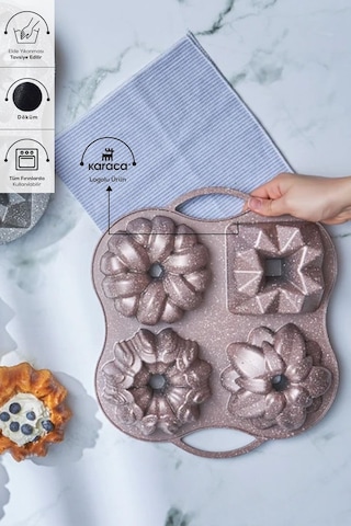 Karaca Cake Pro 4'lü Rosegold Döküm Kek Kalıbı