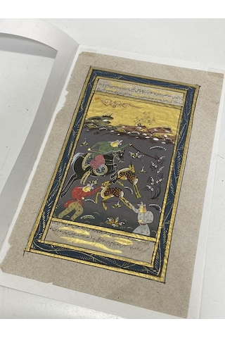 Ormanda Avcılık Konulu El Yapımı Minyatür Resim 21x12 Cm