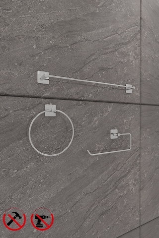 Alper Banyo Scilla Krom 3'Lü Yapışkanlı Banyo Seti Halka Havluluk, Solo Havluluk Ve Fön Askısı