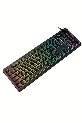 Terrain-x Grand Oyuncu Klavyesi 104 Tuş - Topografik Tasarım - Ses Kontrol Tekerleği - Rainbow