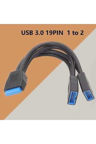 Flybuy 21cm Usb3.0 Anakart 19 Pin Bire İki Uzatma Kablo, Yüksek Hızlı Bağlantı, Dayanıklı