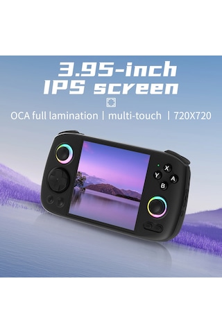 Anbernıc Rg Cube Retro Handheld Game Console With 3.95 Inch Screen T820 Cpu Android 13 Rgb Light With 128g Tf Card Black
