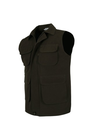 Erkek Keten Yelek Regüler Fit Yakalı Haki Renk Rar01310 Haki