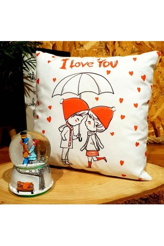 I Love You Yastık Sevgiliye Hediye Ve Işıklı Kar Küresi