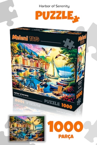 1000 Parça Harbor Of Serenity Puzzle - Limanda Sakinlik Ve Yelkenli Manzaralı Yapboz 68x48 Cm