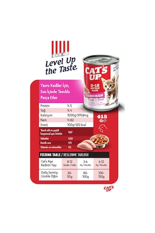 Cats Up Yaş Yavru Kedi Maması Tavuklu 415gr 12li