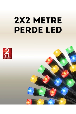 Taşınabilir Pil İle Çalışan Led Işık - 2x2 Metre Perde Modeli Çok Renkli