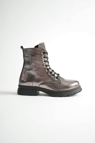 Analin Shoes Kadın Hakiki Deri Bağcıklı Fermuarlı Rahat Postal Bot Platin