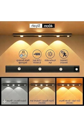 40 Cm Ultra Slim Led Aydınlatma, 3 Farklı Işık Rengi Ve Dimmer Özelliği .