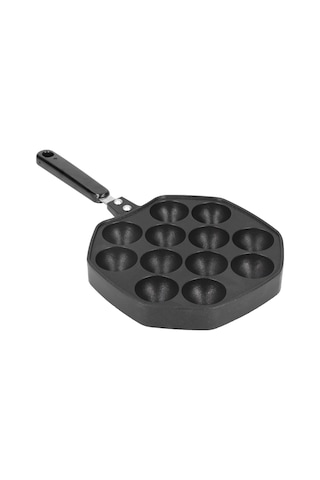 Padalink Alüminyum 12 Lü Takoyaki Panı - Anti Kayma Kaplama, Isıya Dayanıklı Kelepçe, Evde Pratik Pişirme Aleti Siyah