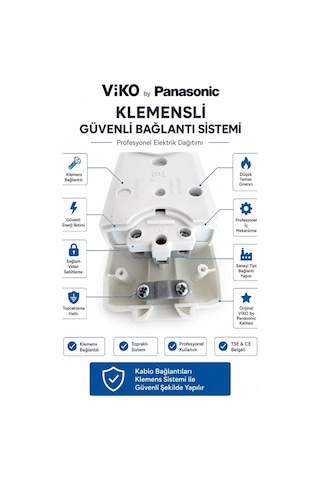 Viko Multi-let 5'li Grup Priz Topraklı Klemens Bağlantılı Çocuk Korumalı Askı Aparatlı Kablosuz Tse Ce Belgeli  Viko Yok