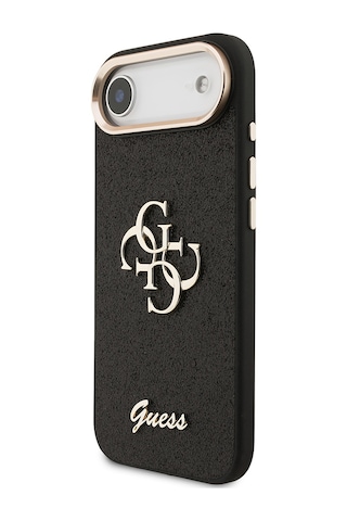 Apple Uyumlu iPhone 17 Air Kılıf Guess Lisanslı 4g Büyük Metal Kamera Çerçeveli Ve Logolu Glitter Kapak Siyah