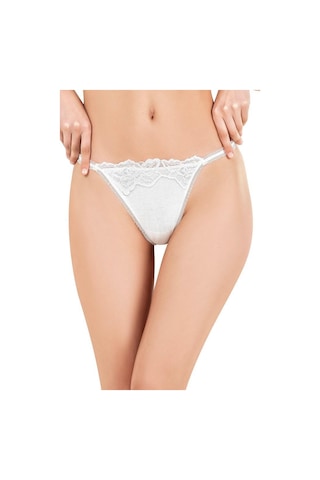 X Lady Pamuklu Dantel Ekru String Külot 1646 001