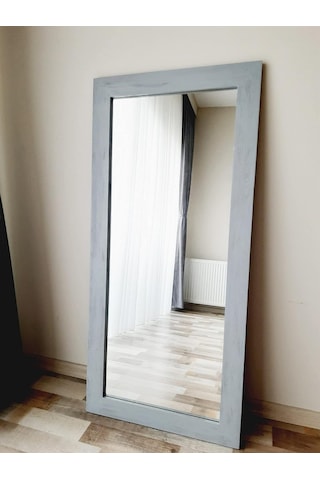 Dfn Wood Masif Ahşap Dikdörtgen Gri Dekoratif Duvar Salon Ofis Boy Aynası 120x50 Cm Çok Renkli