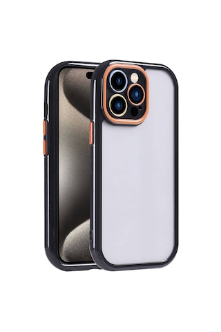 Apple Uyumlu iPhone 15 Pro Kılıf Kamera Korumalı Renkli Kenar Ve Çerçeve Tasarımlı Zore Vitamin Kapak-siyah Siyah Siyah