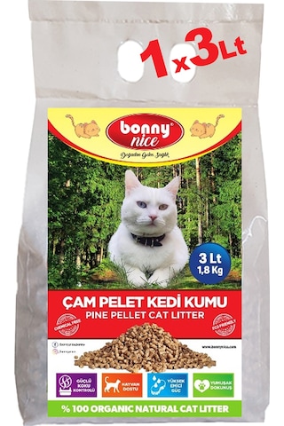 Bonny Nice Doğal Pellet Çam Peleti Kalın Kedi Kumu 3 L