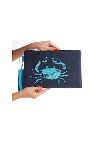 Mubiano Summer Kadın Lacivert Duck Keten Kumaş Yengeç Clutch & Portföy Çanta - Msly0110-lcv Lacivert