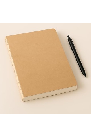 Fark Tanıtım Özel Tasarım Kraft Kapaklı A4 Defter - 180 Derece Açılabilir, Sırtı Dikişli,%100 El İşçiliği, Ofis, Okul, Günlük Kullanım İçin İdeal Defter Kareli Açık Gri