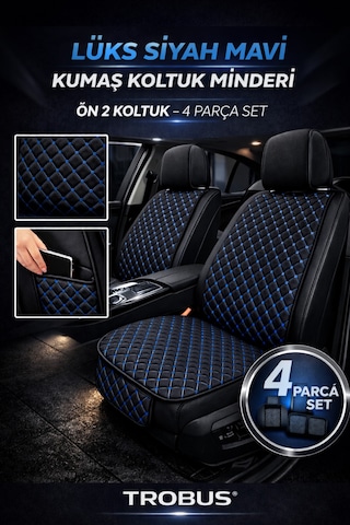 Opel Mokka Uyumlu 5 Parça Terletmez Kumaş Koltuk Minderi Siyah Mavi