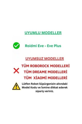Asgard Grup Roidmi Eve - Eve Plus İle Uyumlu 1 Ana Fırça 2 Beyaz Yan Fırça 2 Filtre Diğer