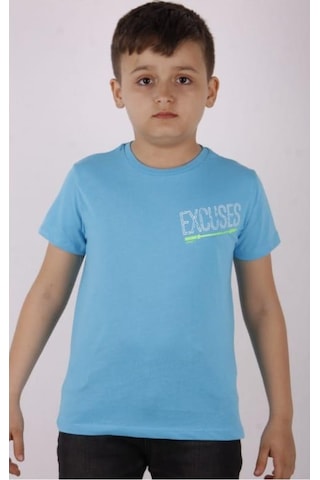 Toontoy Erkek Çocuk Excuses Baskılı Cepli Tişört Turkuaz