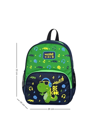 Wadddell Lisanslı Dinazor Desenli Lacivert Anaokulu Kreş Okul Öncesi Çocuk Sırt Çantası