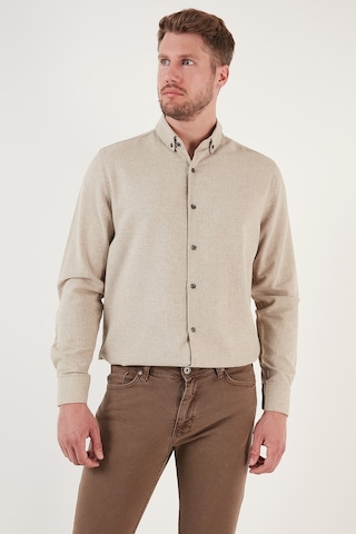 Buratti Pamuklu Regular Fit Düğmeli Yaka Kışlık Erkek Gömlek Cf24W127079 Bej