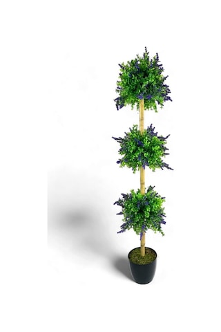 Yapay Ağaç Lavantalı Şimşir Top Siyah Saksılı 115 30cm
