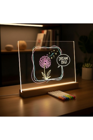 Eğitim ,reklam , Sunum , Öğrenci Yazı Yazma Vb. Çok Amaçlı Led Işıklı Yazı Tahtası 20x30 Beyaz