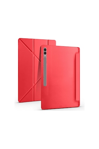 Galaxy Tab S9 Ultra Kılıf Uyumlu Zore Tri Folding Kalem Bölmeli Standlı Kılıf-rose Gold Tablet Kılıfı