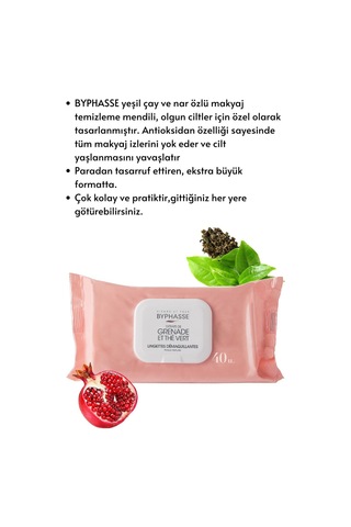 Byphasse Nar Ve Yeşil Çay Özlü Makyaj Temizleme Mendili Olgun Ciltler 40'lı