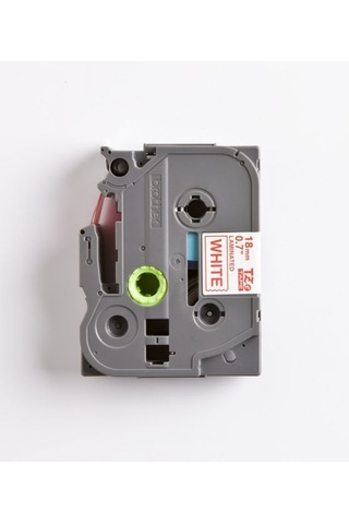 BROTHER P-TOUCH TZE-242 TZE-TAPE 18 MM BEYAZ ÜZERİNE KIRMIZI LAMİ