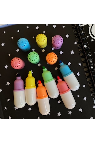 Kapsül Pastel Renkler İşaretleme Kalemi 6'lı Set 1122 Çok Renkli