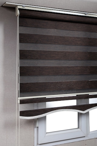 Eteki Acı Kahve Bambu Zebra Stor Kaliteli Güneşlik Perdeler