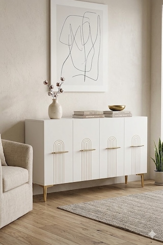 Ka1215bg İda Konsol Ve Tv Sehpası Beyaz-gold 120cm