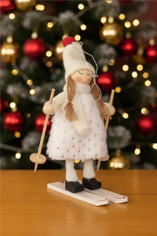 Yılbaşı Ağaç Süsü Kayaklı Noel Figürü