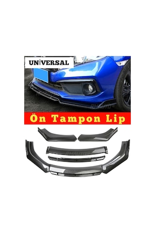 Universal Ön Tampon Eki-ön Karlık 4 Parça Ön Tampon Lip Siyah Renk