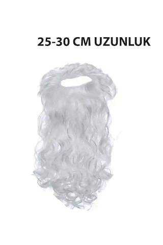 1 Noel Baba Şapka-1 Sakal Set:kırmızı Yılbaşı Şapkası Uzun Beyaz