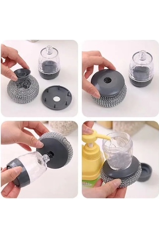 Xindoker "2'li Set Otomatik Deterjan Dispenserli Bulaşık Fırçası - Pratik Ve Uzun Ömürlü" Gri