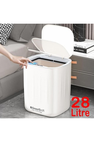 Sensörlü 28 Litre Çöp Kovası Şarj Edilebilir Lityum Pilli / Gt-sc07b Çok Renkli