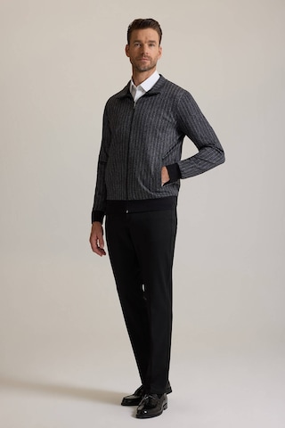 Ysf Erkek Gri Çizgili Fermuarlı Çizgi Desenli Sweatshirt