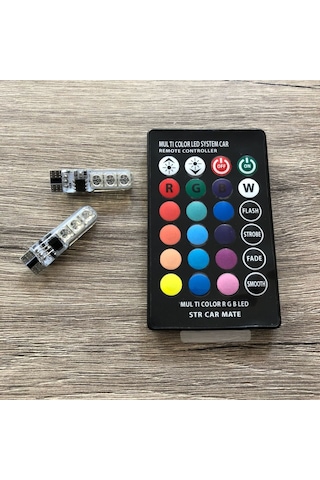 OtoÇizgi Uzaktan Kumandalı Çakar Lamba T10 18 Led Rgb Park Lambası 2 Adet OtoÇizgi