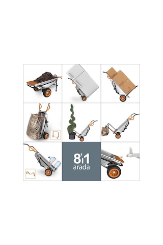 Worx Wg050 100lt./136kg. Profesyonel Çok Amaçlı El Arabası. Taşım