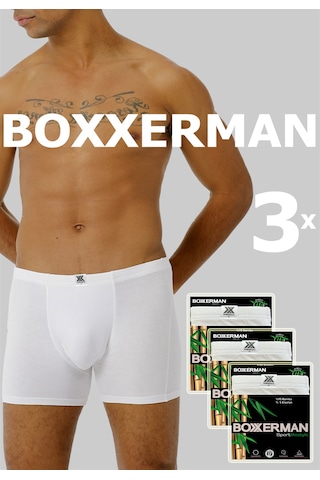 Boxxerman Tatkan - 3'lü - Erkek Bambu Sport Boxershort Beyaz