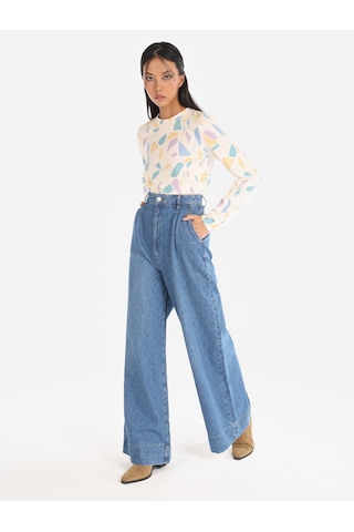 Colin's Colins 995 Sares Normal Kesim Yüksek Bel Beggy Wide Leg Jean Pantolon 001