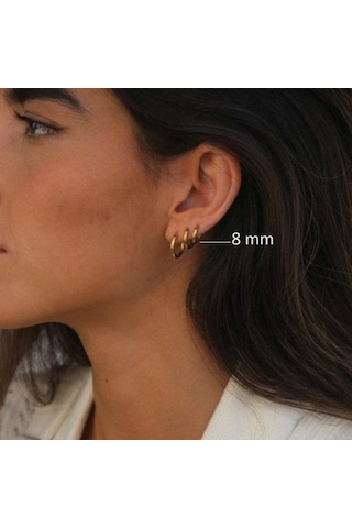 8 Mm Cerrahi Çelik Halka Küpe Gold Renkli Sarı