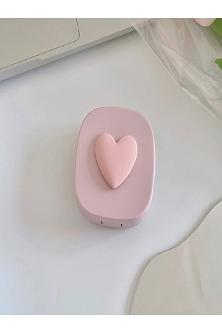 Lionsa Lens Saklama Kutu ve Aynalı Kalpli Takma Aparatı Seti Pembe