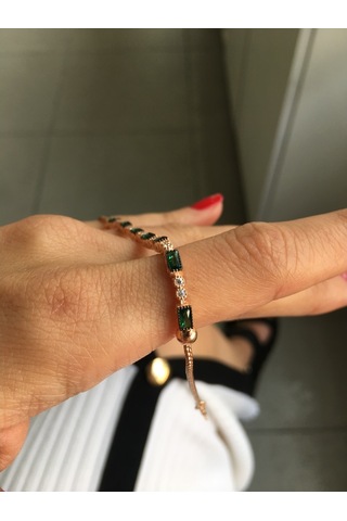 925 Ayar Gümüş Baget Taşlı Rose Bileklik